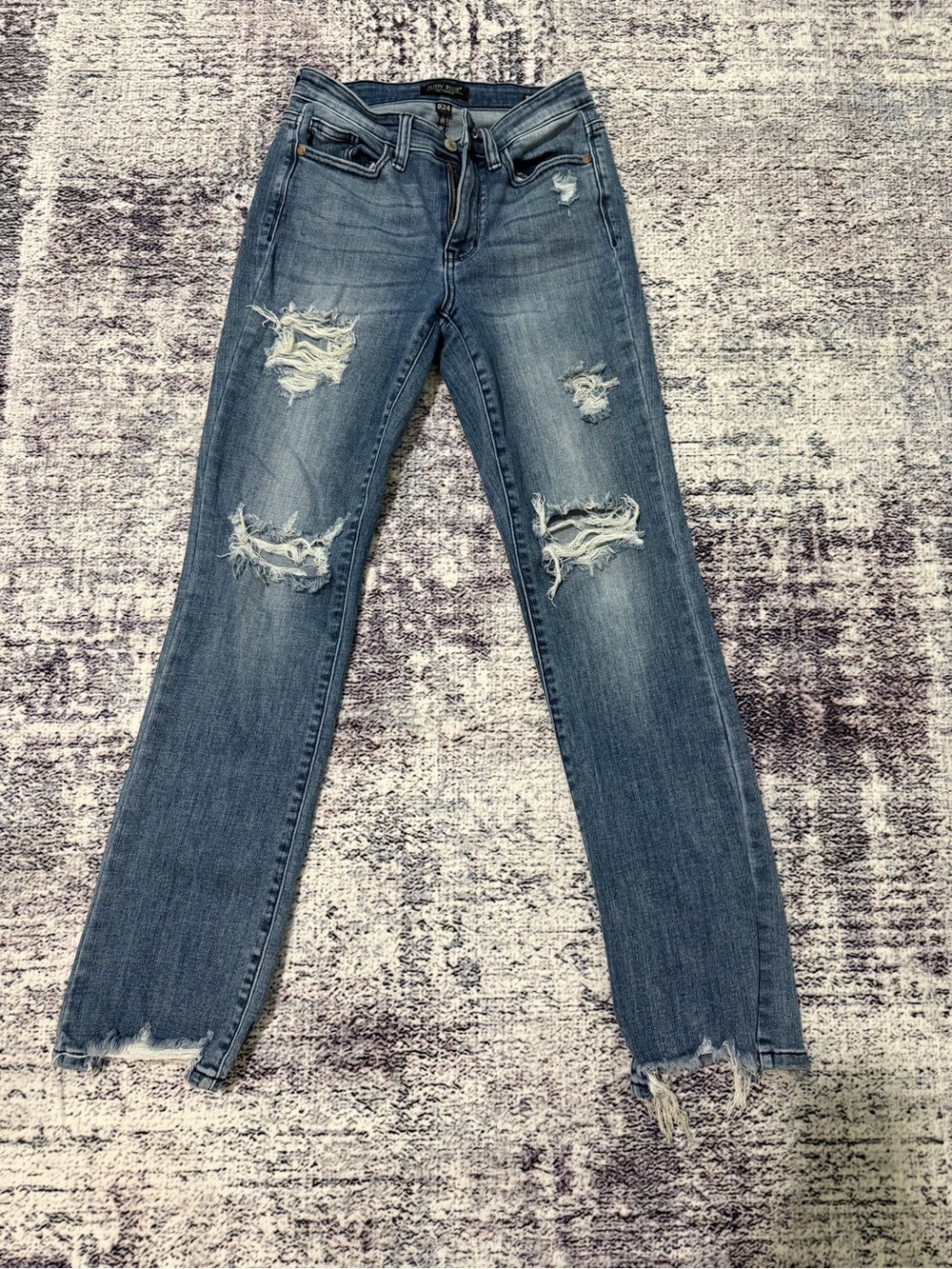 Judy Blue Distressed Light Blue Women's Straight Cut Jeans
